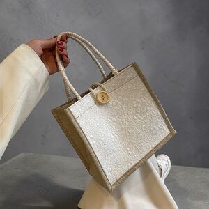 Fashionable Women’s Beige & Ivory Tote Bag